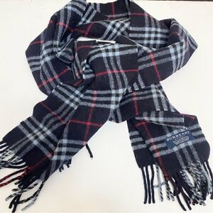 BURBERRY Nova Check Lambswool Scarf Blue